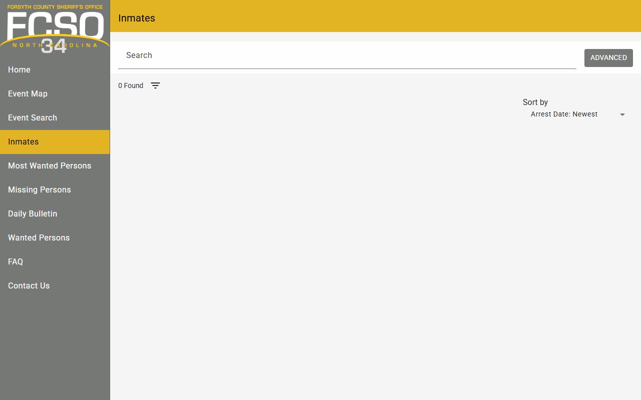 Forsyth County inmate search P2C roster screen